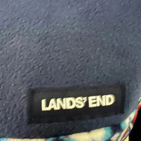 LANDS’ END UNISEX PULLOVER FLEECE SNAP NECK JACKET•SIZE MED MULTI COLORED - Picture 7 of 10